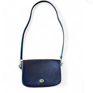 VINTAGE COACH Brown Leather Penny Pocket Purse Shoulder Bag Crossbody USA 9755